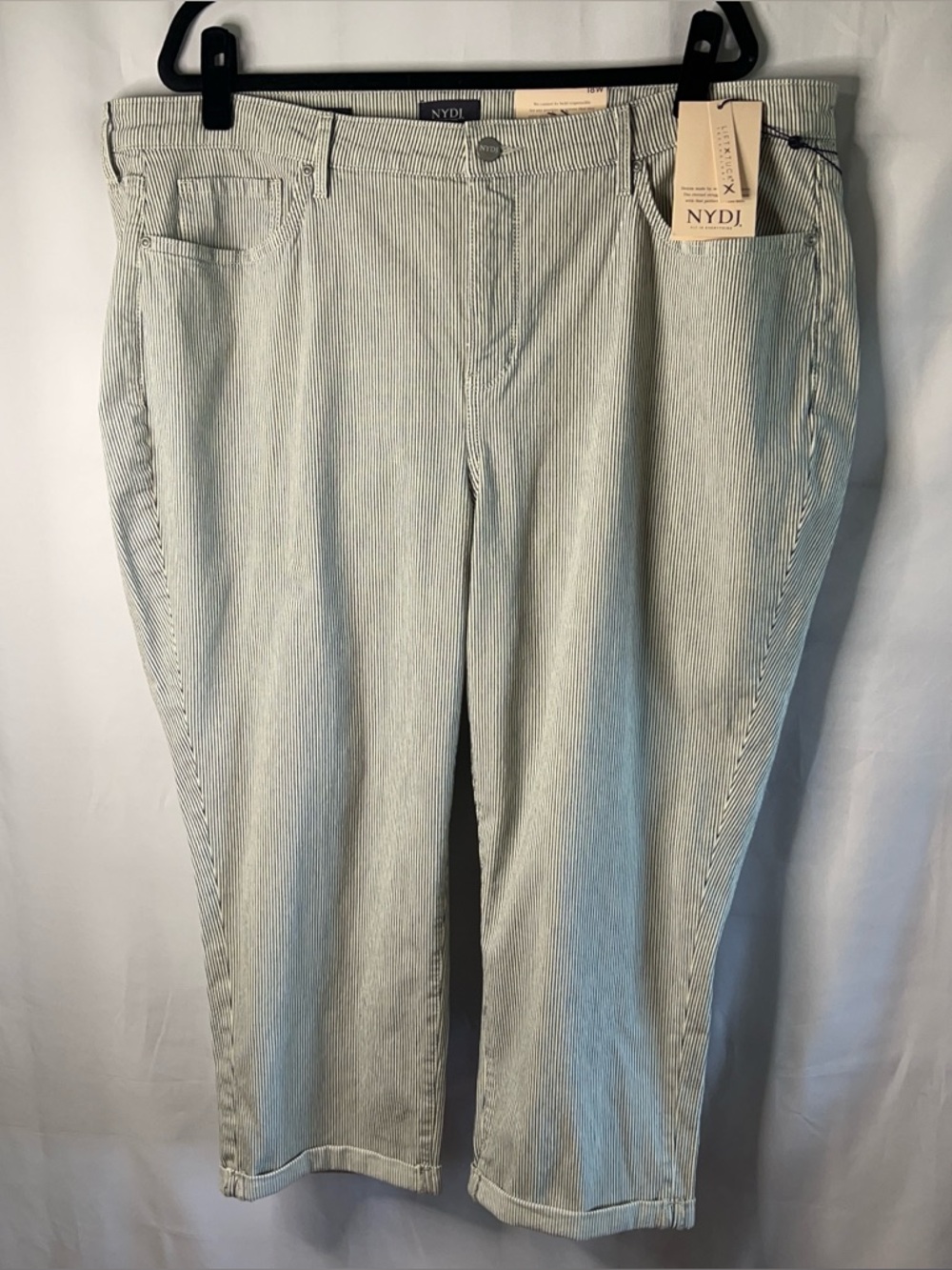 NYDJ Chloe Capri Lift Tuck Technology Striped Jeans Size 18W NWT